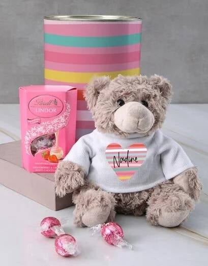 Personalised Brown Teddy Surprise Tin