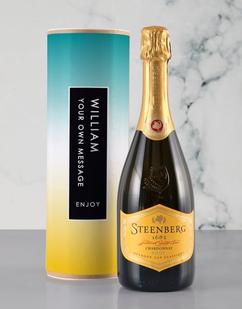 Personalised Blue and Gold Bubbly Tube (SPARKLING)