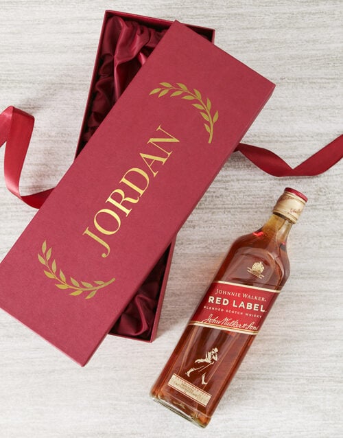 Personalised Name Johnnie Walker Red Gift Box (red)