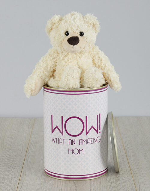 Personalised Amazing Mom Teddy Tin (Standard)