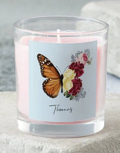 Personalised Butterfly Rose Candle (Standard)
