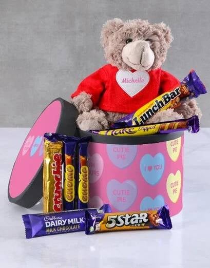 Personalised Love Teddy In Hat Box