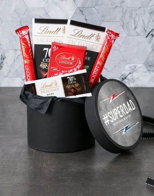 Personalised Super Dad Lindt Hat Box (STANDARD)