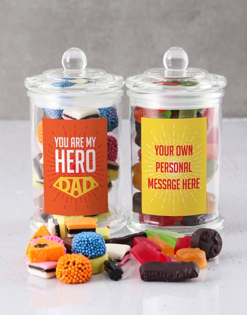 Personalised You Are My Hero Dad Sweetie Jar (2PC SET)