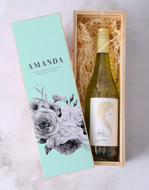 Personalised Sophie Bloom Wine Crate (SINGLE)