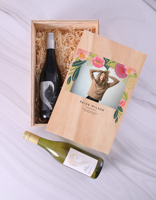 Personalised Playful Petals Wine Duo Crate (WINE DUO)