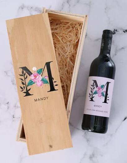 Personalised Rose Initial Wine Crate