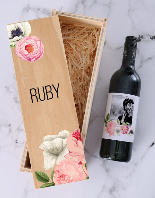 Personalised Peony Photo Wine Crate