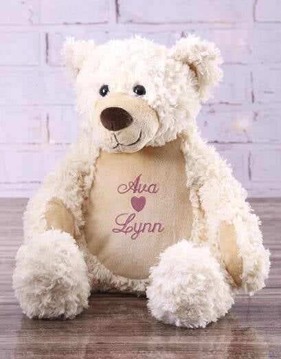 Personalised Heart Embroidered Cream Teddy (STANDARD)