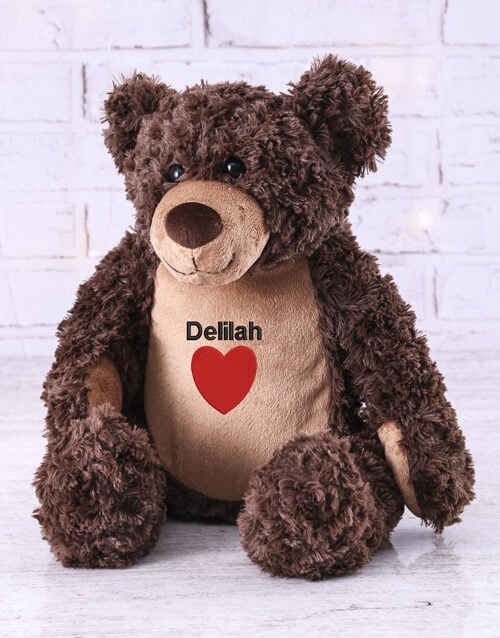 Personalised Heart Embroidered Brown Teddy (STANDARD)