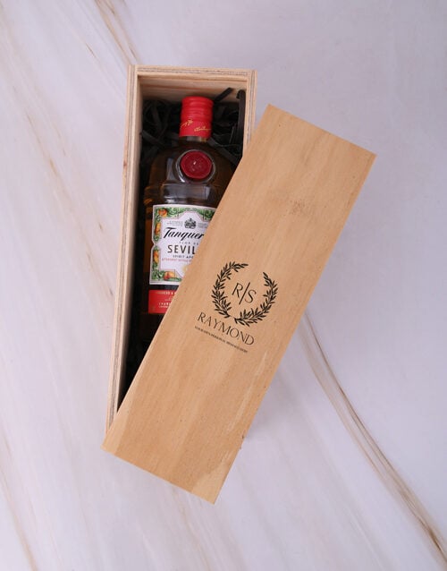 Personalised Wreath Engraved Sprits Crate (Tanqueray)