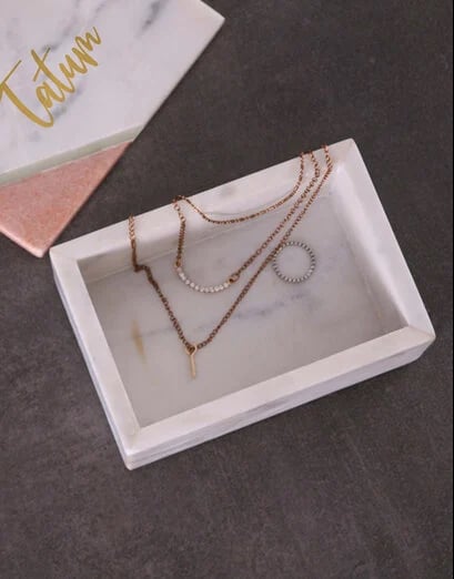 Personalised White Marble Trinket Box