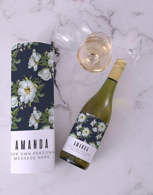 Personalised Floral Sophie Sauv Blanc Wine (STANDARD)