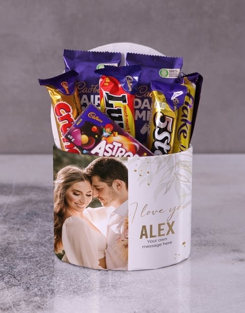 Personalised Love Chocs In Gold Hat Box (STANDARD)
