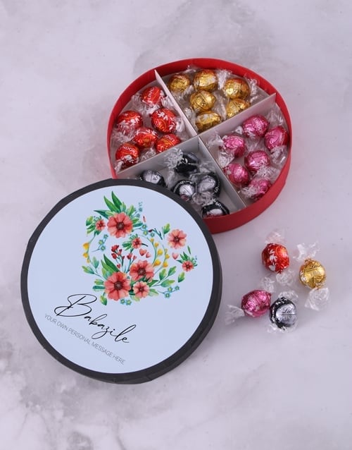 Personalised Floral Heart Chocs Wheel Box (STANDARD)