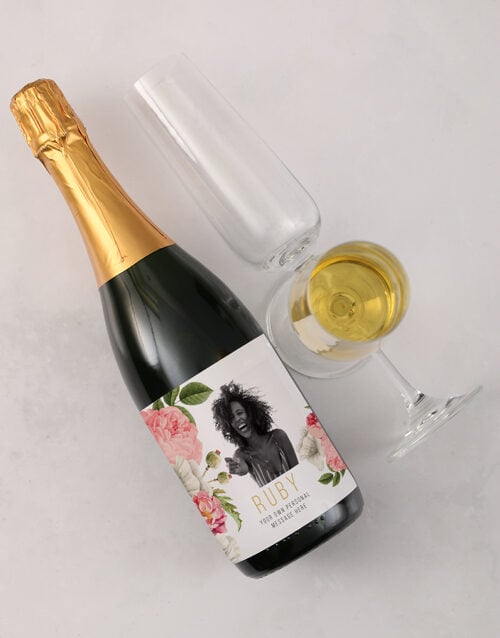 Personalised Floral Name And Message Wine Box (STANDARD)