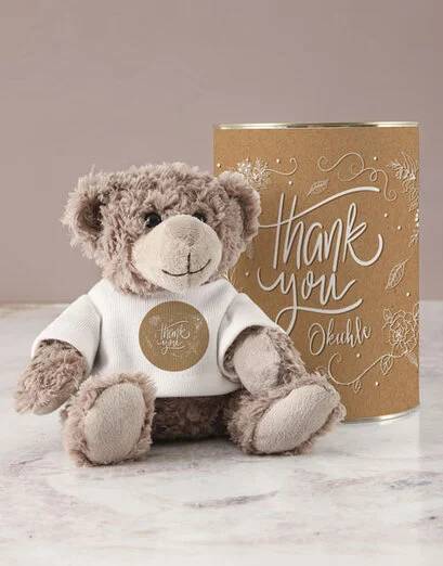 Personalised Thank You Teddy Print Tin (Standard)