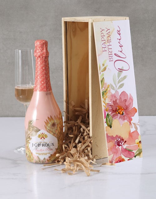 Personalised Bubbly Floral Crate (SPARKLING)