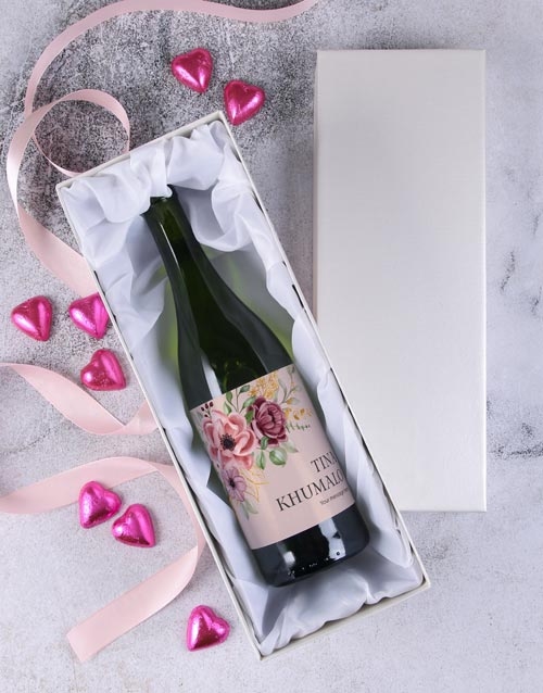 Personalised Floral Glassy Sauvignon