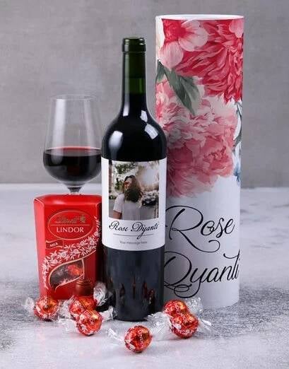 Personalised Floral Merlot Tube