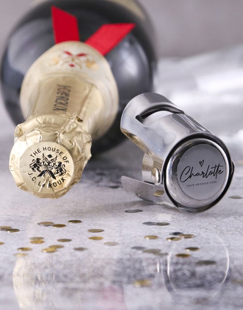 Personalised Silver Bubbly Stopper Set (SPARKLING)