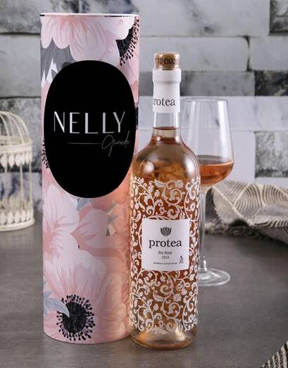 Personalised Protea Rose Floral Wine