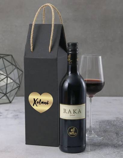 Personalised Gold Heart Wine Box