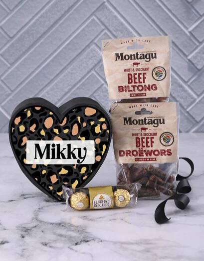 Personalised Leopard Heart Biltong Box