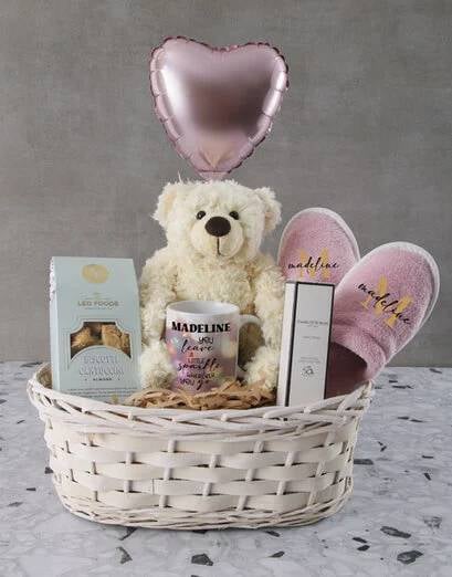 Personalised I Cherish You Teddy Basket