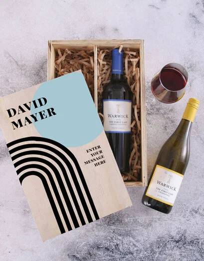 Personalised Warwick Wine With Abstract Art