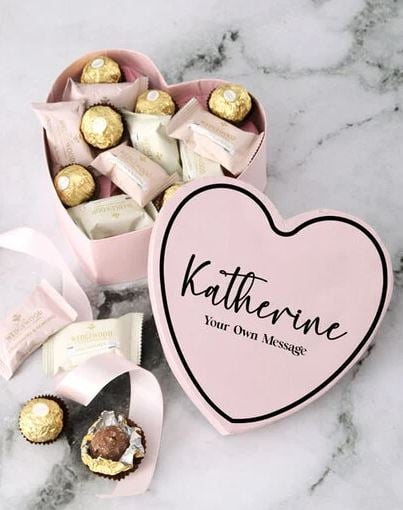 Personalised Pink Heart Treats Box