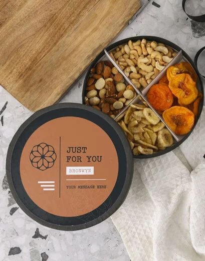 Personalised Classic Nibbles Round Box