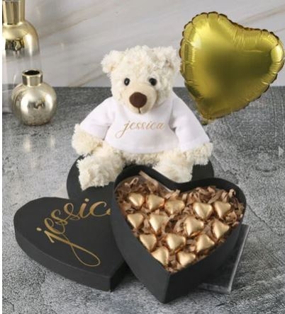 Personalised Golden Heart Cracker Box