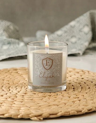 Personalised Shield Initial Candle