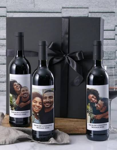 Personalised Memory Trio Wine Gift