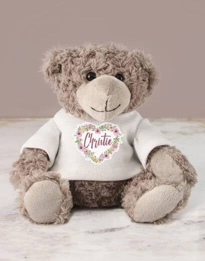 Personalised Heart Flower Teddy