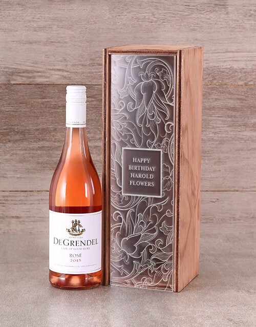 Personalised Perspex Lid Wine Crate (Rose Wine)