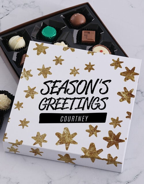 Personalised Seasons Greetings Choc Tray