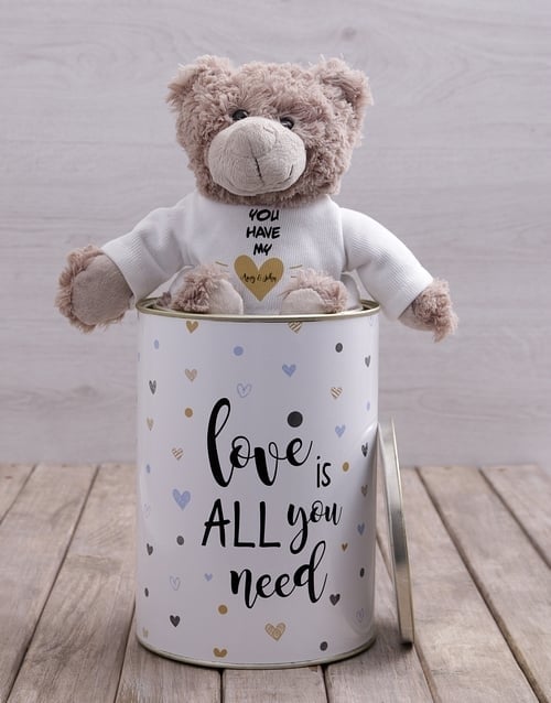 Personalised Love and Romance Teddy Tin