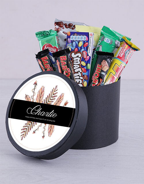 Personalised Rustic Hat Box (Cadbury Choc)