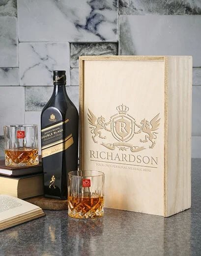 Personalised Crystal Johnnie Walker Crate (Dbl Black)