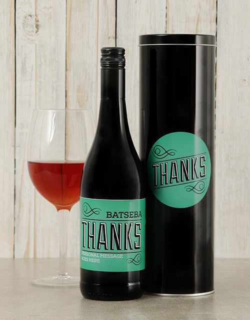 Personalised Thanks Wine Tin