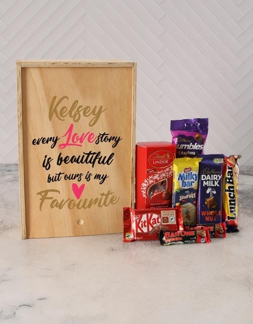 Personalised Love Story Chocolate Crate