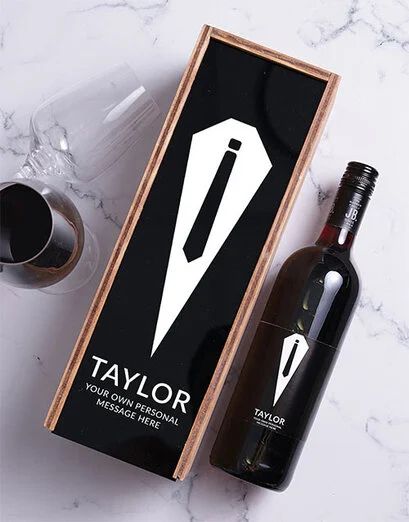 Personalised Tuxedo Wine and Crate