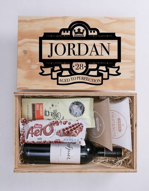 Personalised Deco Man Crate (Red Wine)