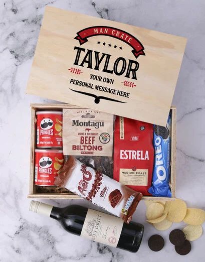 Personalised Vintage Man Crate (Snacks)
