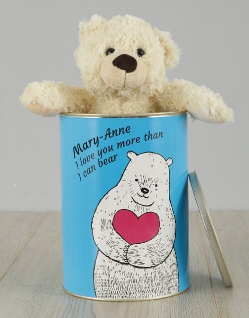 Personalised Love You Teddy Tin