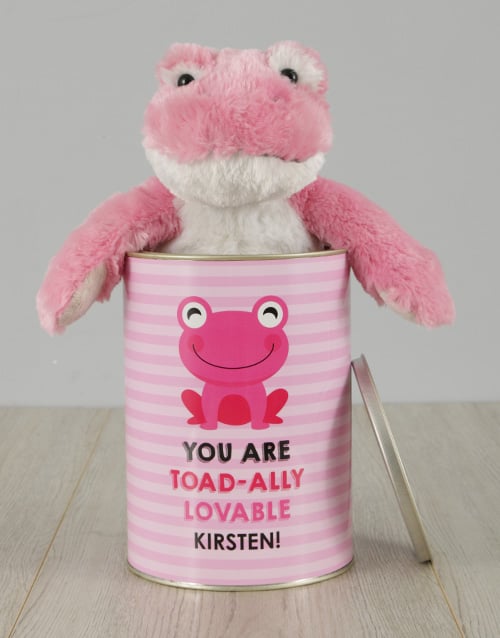 Personalised Pink Frog Love Tin