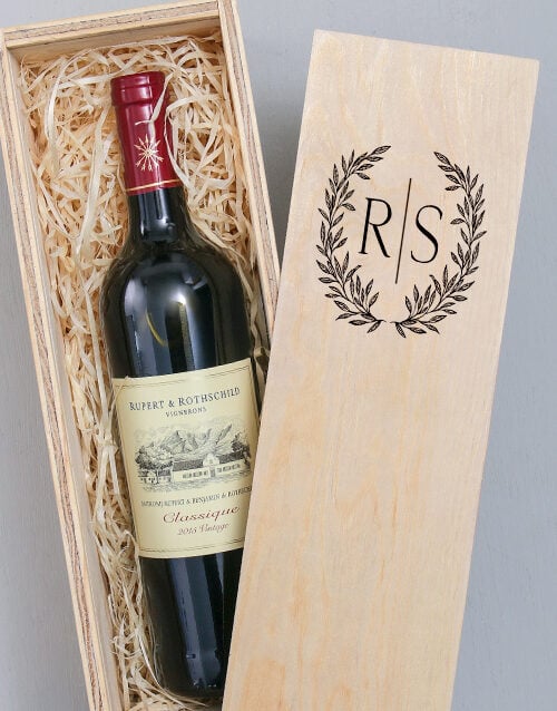 Personalised Laurel Printed Wine Crate