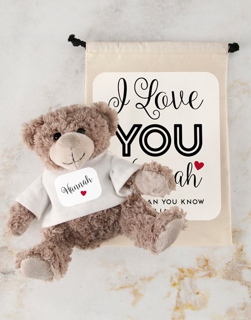 Teddy In Love Drawstring Bag